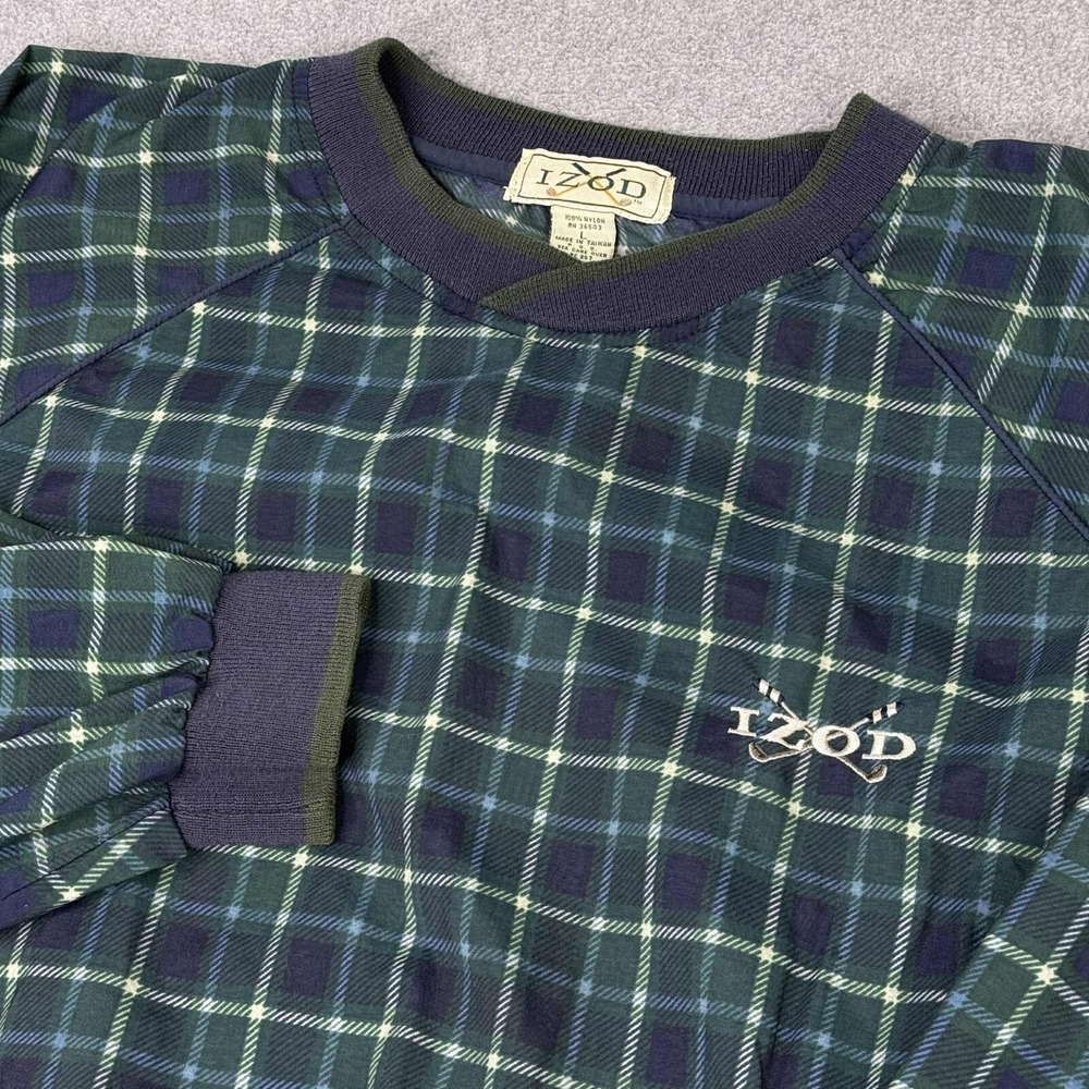 Vintage 90s Izod Golf Sweater Mens Large Green Blue Long Sleeve Pullover Casual‎